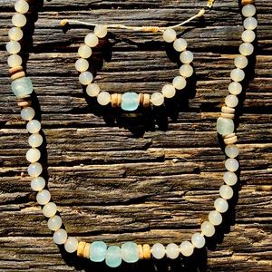 Recycled Glass Necklace and Bracelet set